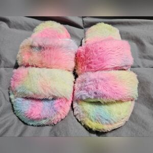 Childerns place Multi-colored two strap slide slippers. 13/1 Girls